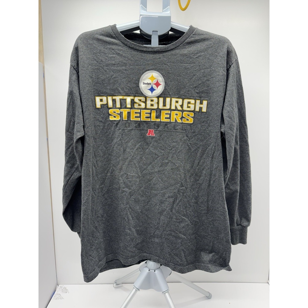 Pittsburgh Steelers NFL Men's Large Gray Long Sleeve Shirt Sleeve Logo Graphic